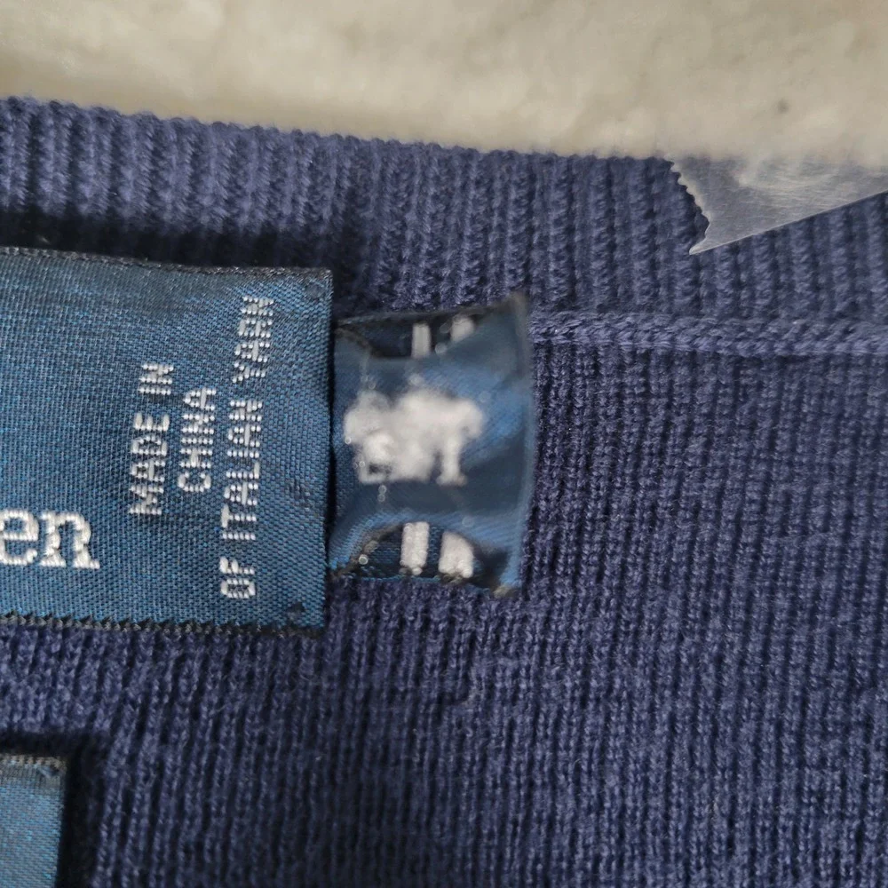 Polo Ralph Lauren Sweater Mens 2XL Navy Blue VNeck 100% Pima Cotton Italian Yarn